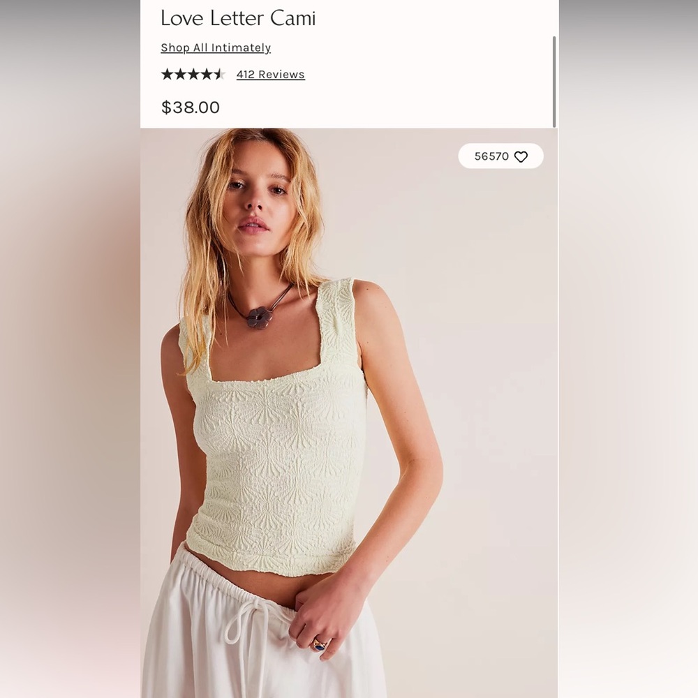 Free People Love Letter Cami in Ivory